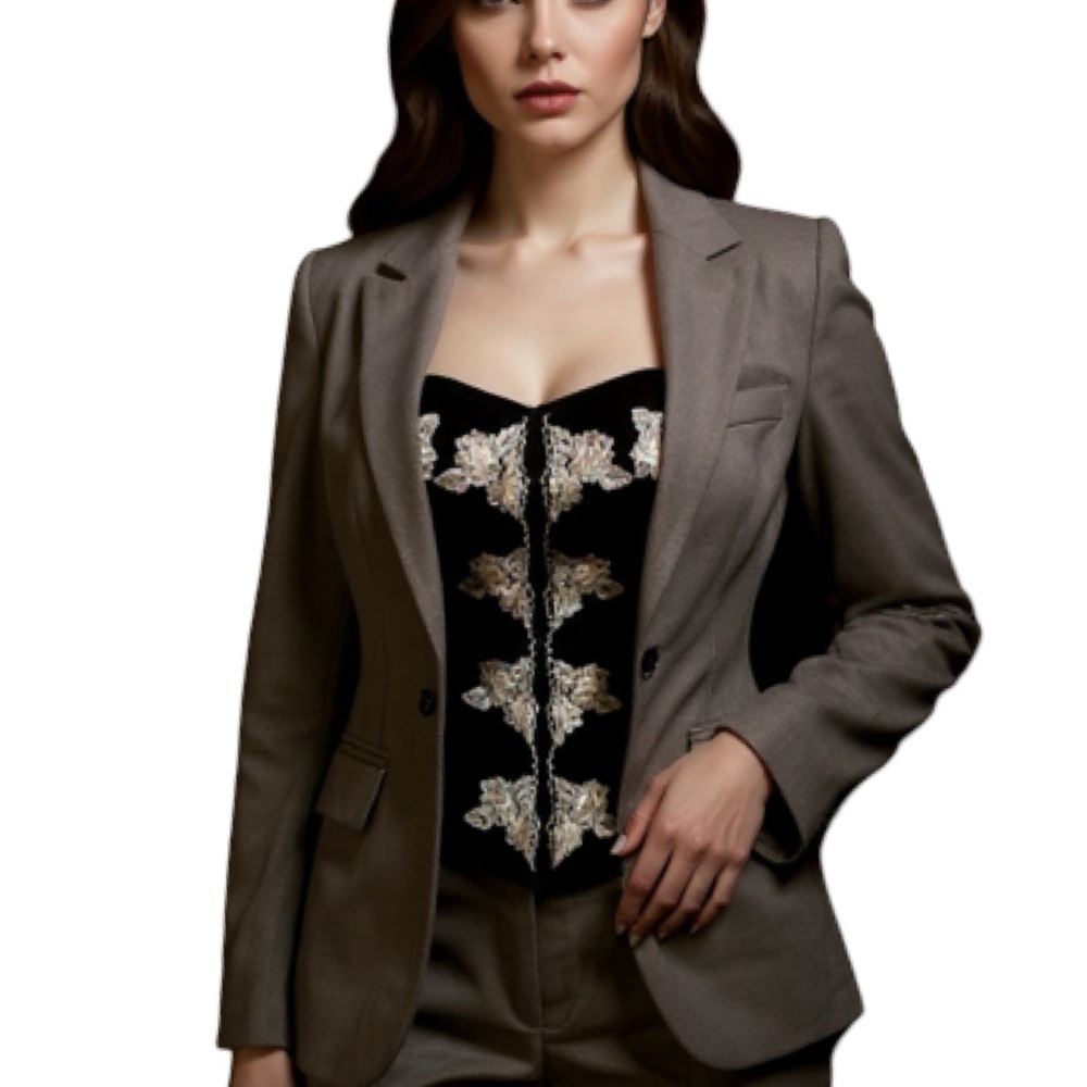 Vintage Charlotte Russe Black and Cream Floral Lace Corset Bustier Size S - Picture 3 of 9